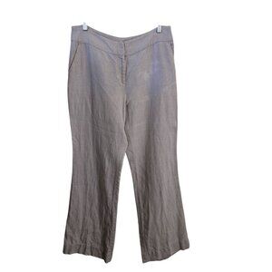 Ann Taylor Loft Julie Wide Leg Linen Trousers Oatmeal Size 10